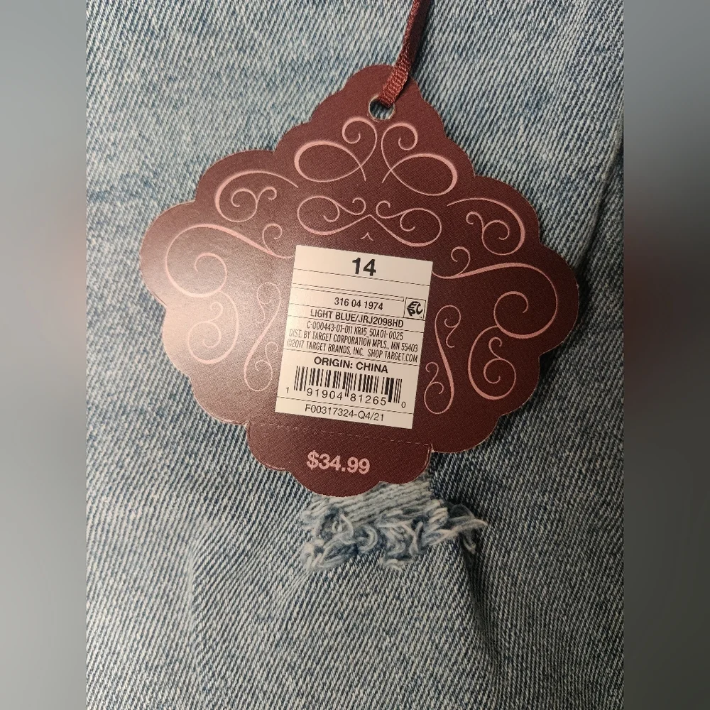 Knox Rose Mid-Rise Straight Leg Embroidered Jeans Size 14 Blue